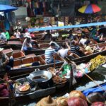 Great View of Colourful floating market in Bangkok